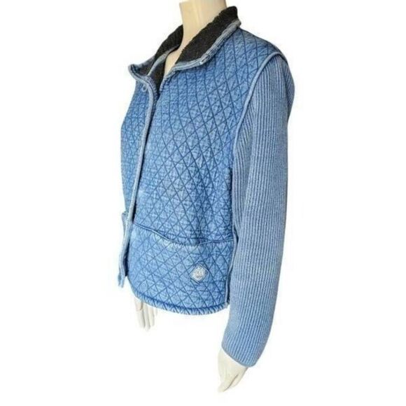 Blue Willi’s Vintage Quilted Denim Snap Button Jacket Medium Denmark Made - Picture 2 of 7